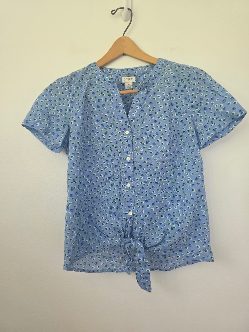 J. Crew Floral Tie Front Short Sleeve Button Up Shirt - XS